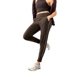Athleta‎ Venice High Rise Track Stripe Joggers Women’s Size Large Brown & White